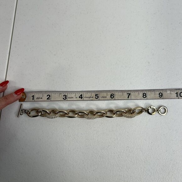 Coldwater Creek Goldtone Necklace & Bracelet Chunky Linked Statement Rhinestone - Picture 10 of 10